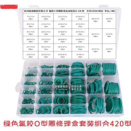 1box Green fluorine rubber O-ring repair box seal ring seal silicone fluorine rubber butyl rubber ring skeleton oil seal
