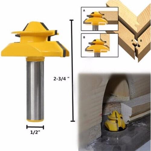 1pcs 45 degrees Medium Lock Miter Router Bit 1/2" Shank Joint Woodworking Cutter Tool