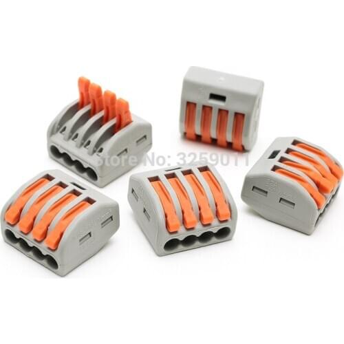10PCS Push Wire Connector Lever Terminal Block PCT-214 222-414 4 Pin Universal Compact Connectors Terminals gray