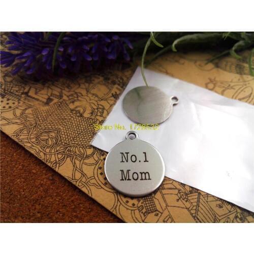 10pcs-stainless steel Charms "No.1 MOM "DIY Charms Pendants for necklace/bracelet/keychain DIY jewelry