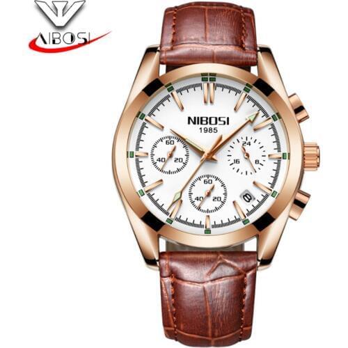 2017 Gold NIBOSI Mens Watches Top Brand Luxury Fashion Casual Quartz Watch Men Sport Waterproof Wristwatch Relogio Masculino
