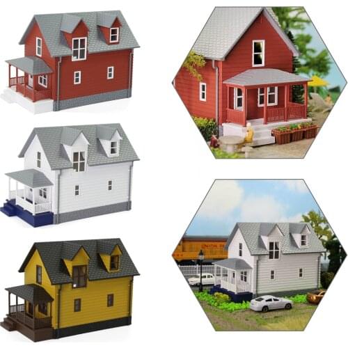 3 Units Mixed Color Model Railway Layout HO Scale or N scale Modern House Architectural Buildings Assembled