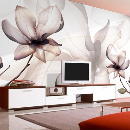 Custom 3D Wallpaper Modern Art Transparent Lotus Flowers Smoke Photo Wall Mural Living Room Dining Room Simple Home Decor Fresco