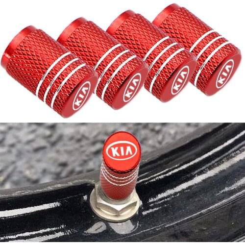 4PCS Metal Red Auto Wheel Tire Air Valve for KIA K2 K3 K5 R Rio Sorento Sportage Car Accessories Automobile Wheels Decoration