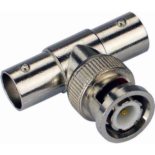 100PCS/Lot CCTV Products Accessories BNC Male to Double BNC Female Connector Coaxial Cabling For CCTV Camera System BNC-104