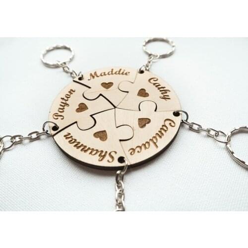 Best Friend Key Chain Set puzzle piece keychain circle-Personalized Keychains-Best Friend Gift-Anniversary/Vale