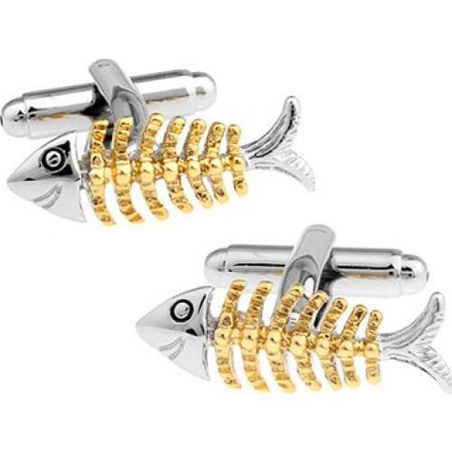C-MAN Luxury shirt Gold Fish cufflink for mens Brand cuff buttons cuff links High Quality Silvery abotoaduras Jewelry