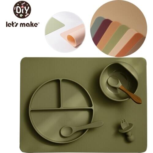 Lets Make Childrens Tableware 1PC Silicone Childrens Placemat Kids Mat Food Grade Silicone Table Non-Slip And Easy To Clean