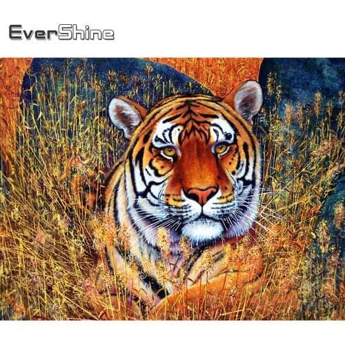 Evershine Full Square Diamond Painting Tiger 5D DIY Autumn Diamond Embroidery Animal Rhinestone Art Home Decorations