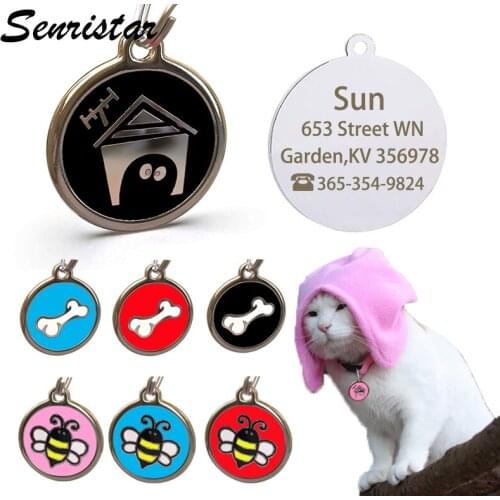 Custom Pet Cat Dog ID Name Tag Personalized Engraved Metal Dog Tag Name Phone Address Dog Tags Puppy Dog Collar Accessories