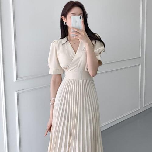 Short Sleeve Elegant High Waist Party Luxury Dress for Women Runway A-Line Summer Vintage 2021 French Solid Yellow Holiday