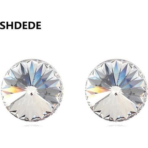 SHDEDE Crystal from Swarovski Elements Fashion Stud Earrings For Women Accessories Round Earings Jewelry Birthday Gift *.8981