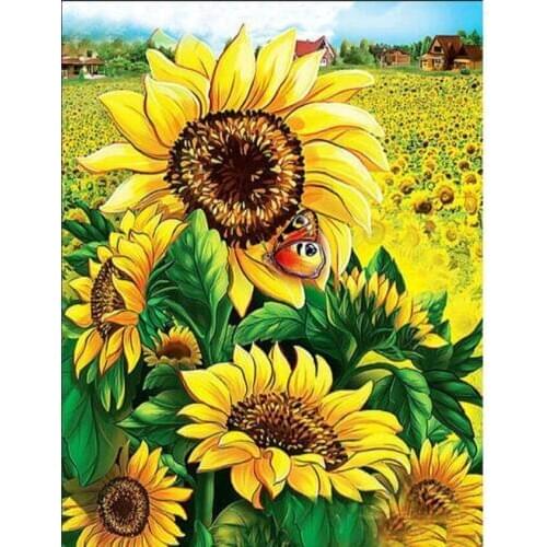 LaoJieYuan sunflowers diamond embroidery full square cross stitch pebble round 5d diamond painting full drill