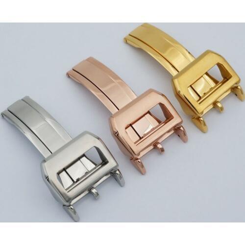 MAIKES High Quality Stainless Steel Folding Clasp 18mm Gold And Rose Gold Watch buckle For IWC Watch Band Strap