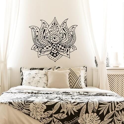 Mandala Lotus Wall Decal Bedroom Wall Decals Murals Boho Bohemian Decor Lotus Flower Removable Wall Decal Vinyl Sticker A12-045