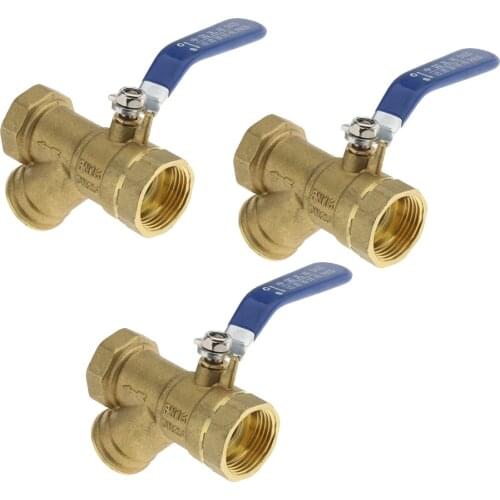 Pack of 3 Premium 1-inch Brass Ball Valve Female Thread Lever Handle with Filter DN25