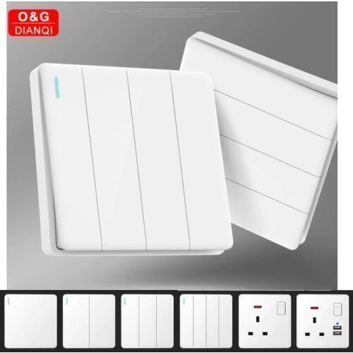 86Type US UK Standard Push on off Wall Switch 1Gang 2Gang 3Gang 4Gang 1Way 2Way Wall Light Switch 20A 45A Socket UK Socket