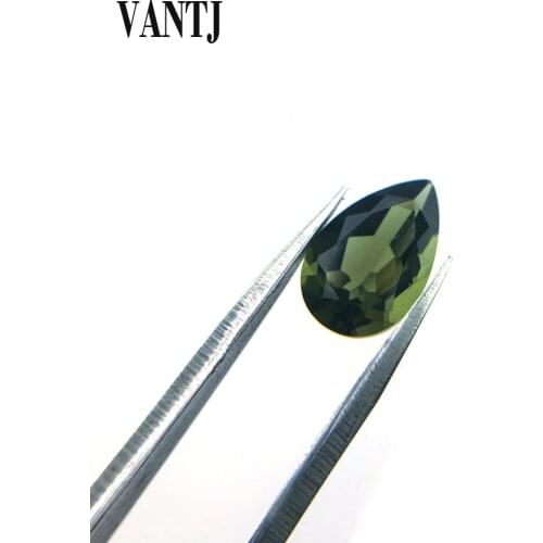 VANTJ Natural Czech Meteorite Loose Gemstones Moldavit Pear 9*14mm for Silver Gold Diy Jewelry Gift