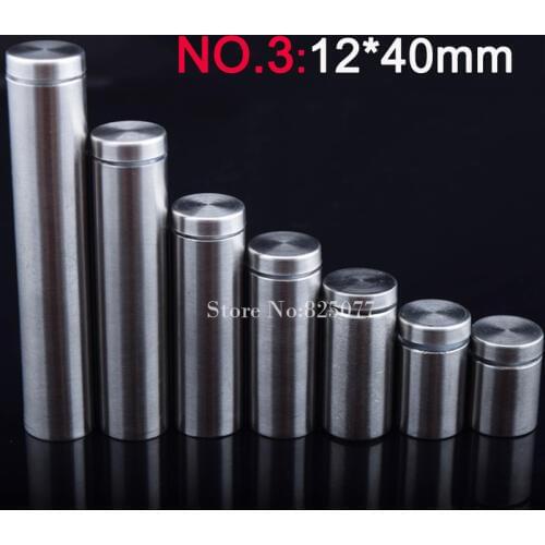 12*40mm Stainless steel fasteners advertisement glass standoff hollow screw glass cabinet display screw 500PCS wholesale KF835