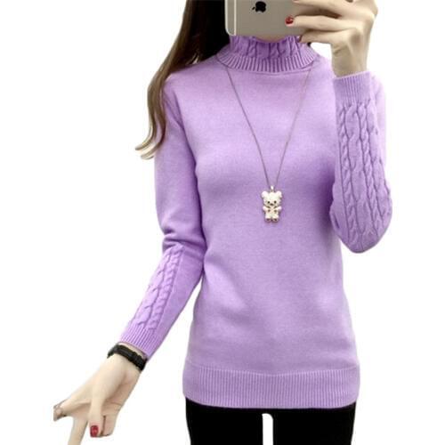 Autumn Winter Women Turtleneck Sweater Knitwear Slim Solid Pullover Warm Casual Long-sleeved Shirt Sweater Women Clothing A387