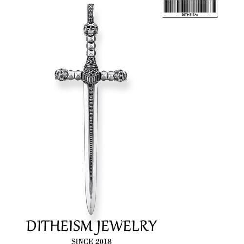Skull Sword Pendants, 2018 New Fashion Jewelry 925 Sterling Silver Blackened Punk Gift For Women Men Boy Girls Fit Necklace