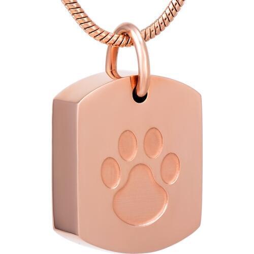 IJD8003 Pet Paw Print Stainless Steel Cremation Keepsake Pendant for Ashes Urn Souvenir for Memorial Necklace Jewelry