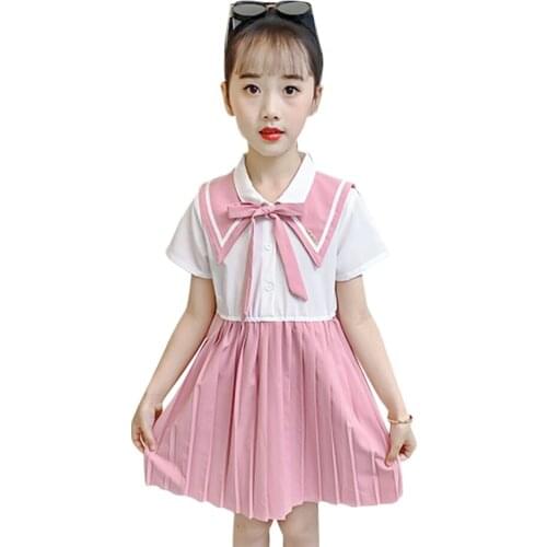 Dresses For Girls Patchwork Girl Party Dress Navy Style Child Dress Summer Childrens School Costumes For Girls