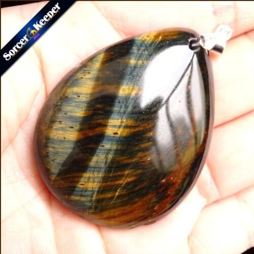 Natural Blue Tiger Eye Stone Pendants Charms Jewelry DIY Necklace Beads for Man / Leather Chain & Flannel Bags as a gift ZS887