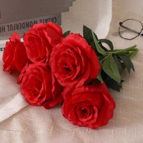 Portable Great Faux Silk Bouquet Rose Flower Decoration Faux Silk Flower Artificial Flower Realistic Looking for Home