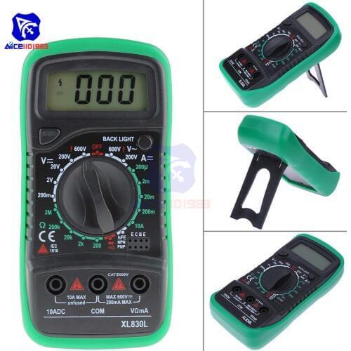 Diymore XL830L LCD Display Backlight Portable Multimeter AC DC Voltmeter Ammeter Ohmmeter Voltage Current Tester with Test Leads