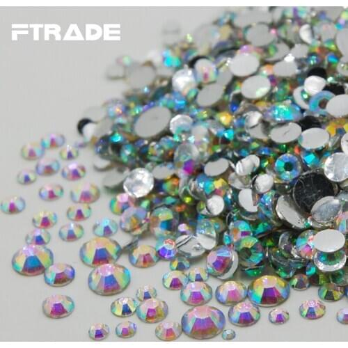 Sale Super Shiny Mixed Sizes Crystal Clear AB Color 3D Non HotFix FlatBack Nail Art Decorations Acrylic Rhinestones