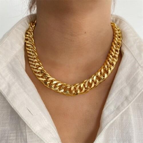 EN Hip Hop Cuban Link Thick Chain Choker Necklace Punk Statement Gold Minimalist Chunky Necklaces For Women Men Jewelry Gifts