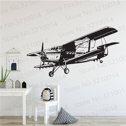 Military Aviation Airplane Wall Stickers For Kid Rooms Removable Vinyl Wall Decals Cartoon Aircraft Wall Decor PW432
