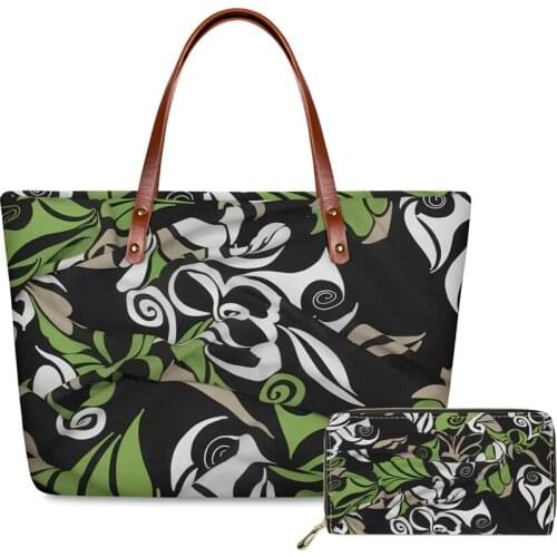 Handbags for women traval beach bag Polynesian tribal style print custom top-handle bags females shoulder tote bolsa PU purse