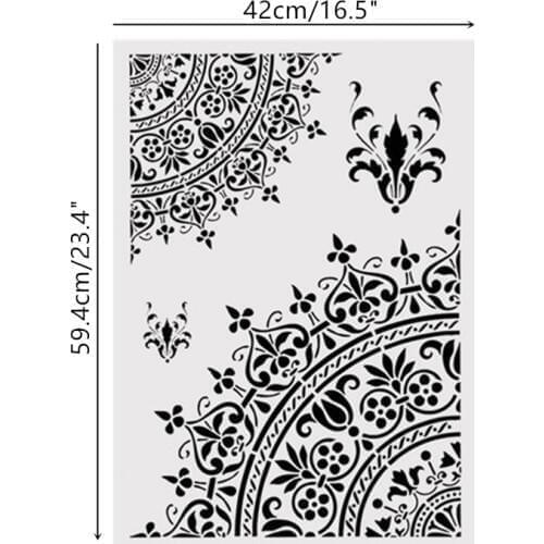A2 Size DIY Home Decorative Mandala Stencil Template For Wall Painting Decor DIY Painting Furniture Fabric Decorative