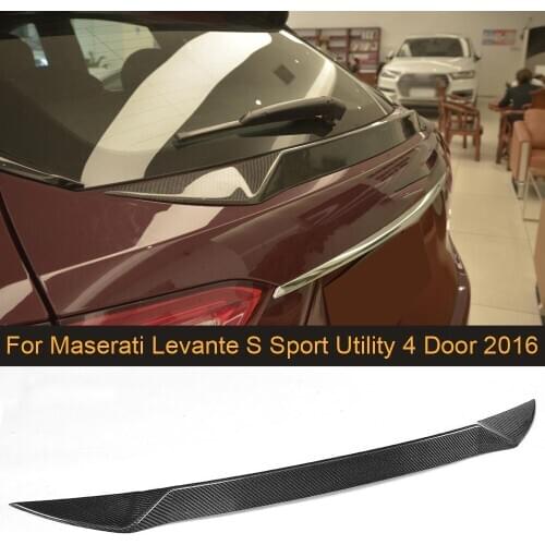 Car Rear Trunk Middle Spoiler for Maserati Levante S Sport Utility 4 Door Hatchback 2016 2017 Rear Boot Lip Wing Carbon Fiber