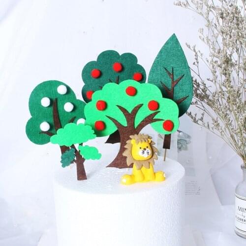 Tree Plant Design Cake Topper Green Forest Series Cake Decoration Ornament DIY Birthday Wedding Party Baking Cake Decor Tools