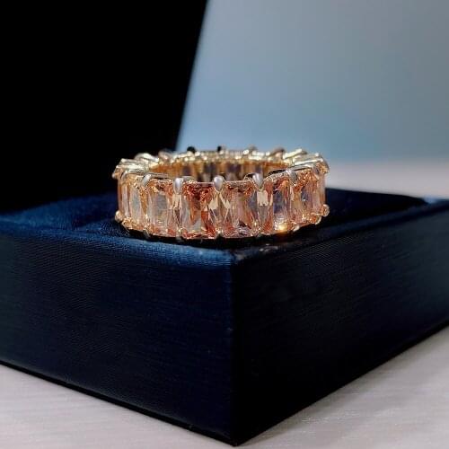 Vintage 100% 925 Sterling Single 4*6 Square Cut Silver Rose Gold Gemstone Rings For Women Fine Fashion Jewelry