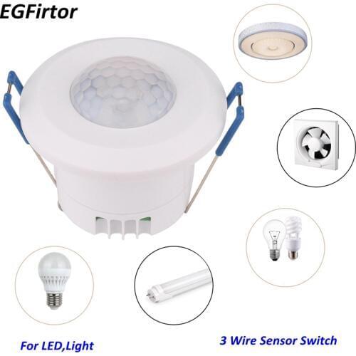 Embedded Motion Sensor Switch Adjustable Security Ceiling PIR Infrared Body Motion Sensor Switch For LED Strip Lamp Bedroom