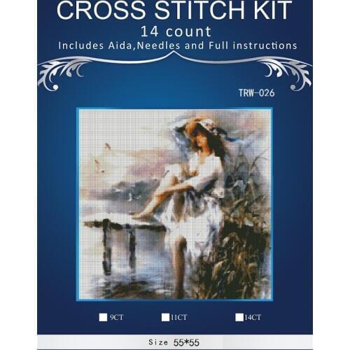 Needlework,DIY DMC 14CT unprinted Cross stitch Embroidery,People style home arts Counted White canvas Cross-Stitching 2