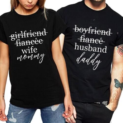 Funny Matching Wedding Top Tee Couple Tshirt for Lover Honeymoon Shirts Womens Shirts Female T-shirtt Couples T-shirts