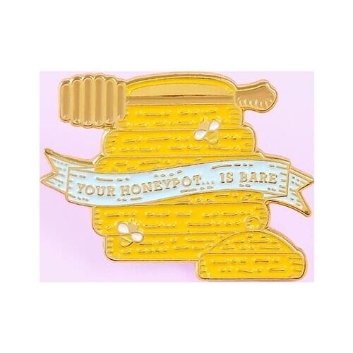 Yellow Honey pot brooch lovely Creative high quality pin childrens gift cowboy badge Your honeypot is bare