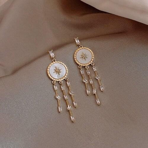 Golden Star Geometry Earrings Korean Metal Gold Earrings for Women Female Retro Drop Earrings 2021 Trend Fashion Jewelry