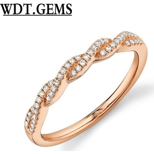 10K Rose Gold Diamond Infinity Braided Twist Ring Band Wedding Womens Round Cut