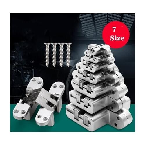 2pcs 304 Stainless steel hidden hinges seven size Invisible concealed folding Door hinge for Kitchen furniture Hardware