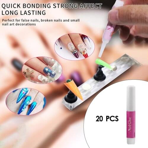20 Bottle 2g Mini Beauty Nail Extension Glue For False Rhinestones Clear Fast-dry Adhesive Art Decorate Tips Acrylic Glue Nail