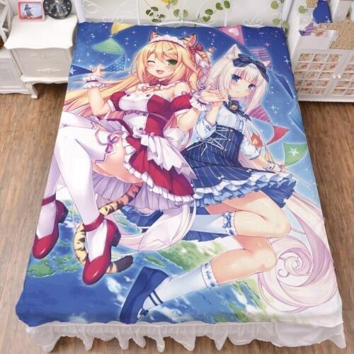 2019-August update Anime NEKOPARA chocolat vanilla Coconut sexy girl blanket summer quilt & bed milk fiber sheet 150x200cm