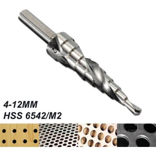 4-12MM HSS 6542/M2 Triangle Shank Spiral Groove Broca Metal Step Cone Drill Steel Core Saw Cutter Power Hand Tools