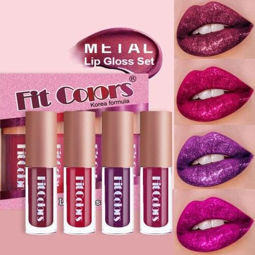 4pcs/set Waterproof Diamond Lip Gloss Sexy Matte Glitter Long Lasting Liquid Lipstick Moisturizing Lip Gloss Makeup Cosmetic