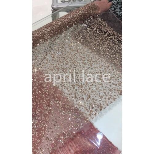 5yards HL057 nude mesh no.61 color glued sparkle glitter mesh net tulle lace fabric for india african sawing /evening dress